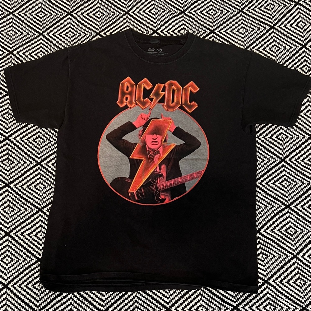AC/DC Black Tee with Red and Orange Graphic